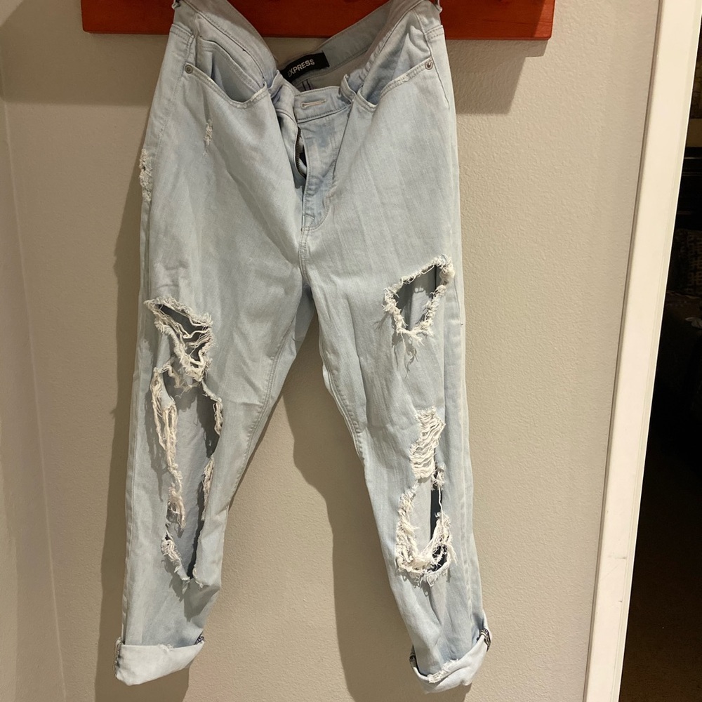 Express Highly Distressed Boyfriend Jeans